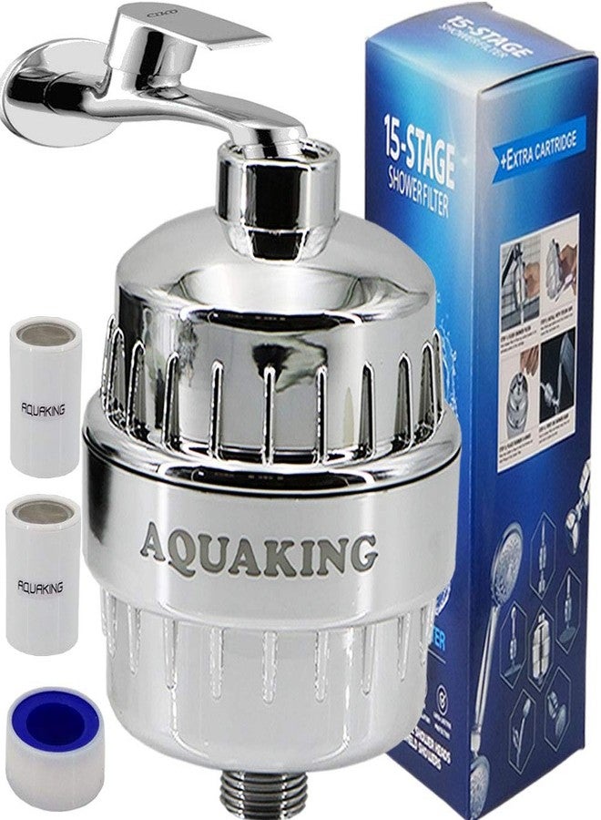 Aquaking Hard Water Shower Head Tap Filter - Vitamin C Softener For Chlorine, Limescale Removal | Bathroom Water Purifier With 2 Replaceable Cartridges 15 Stage SF900 Universal Hair Fall Solution - Image 1